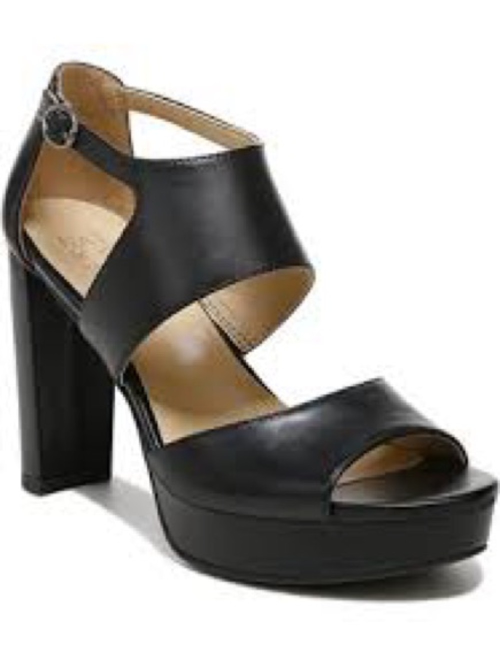 Naturalizer Black Platform Block Heel Sandals